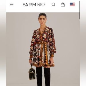 NWT Farm Rio Multicolor Tapestry Garden V Neck Mini Dress